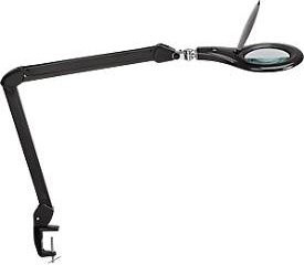 LED Lupenleuchte MAULmakro in Schwarz mit 3-Dioptrien-Linse, 8 W, 580 lm und 6500 K, höhenverstellbar mit 360° dreh- und neigbarem Arm und Klemmfuß - Bild 1