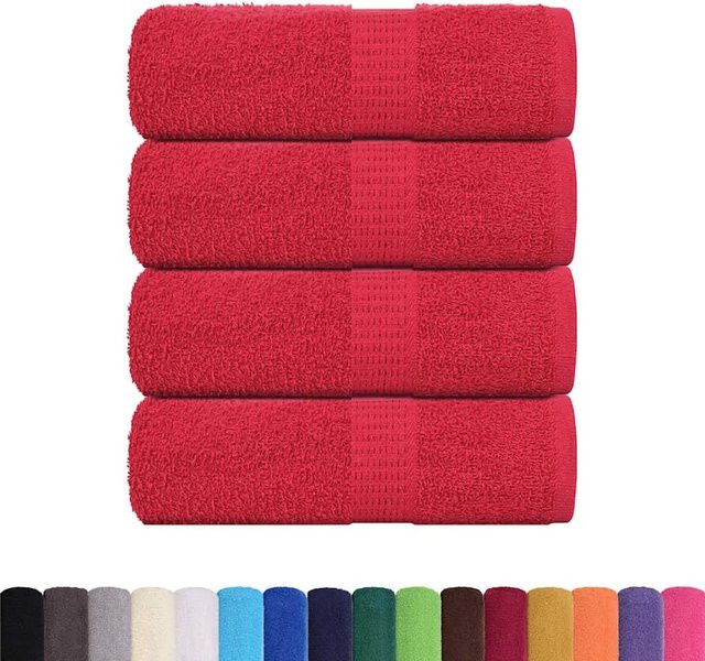 vidaXL Waschhandtücher FROGN 4-teiliges Set aus 100% Baumwolle in Rot, Breite: 30 cm, Höhe: 30 cm - Bild 1