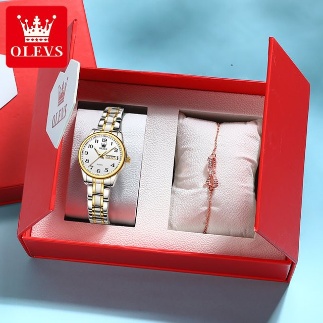 Olevs Armbanduhr Quarz, Edelstahl, Bicolor, Damen - Bild 1