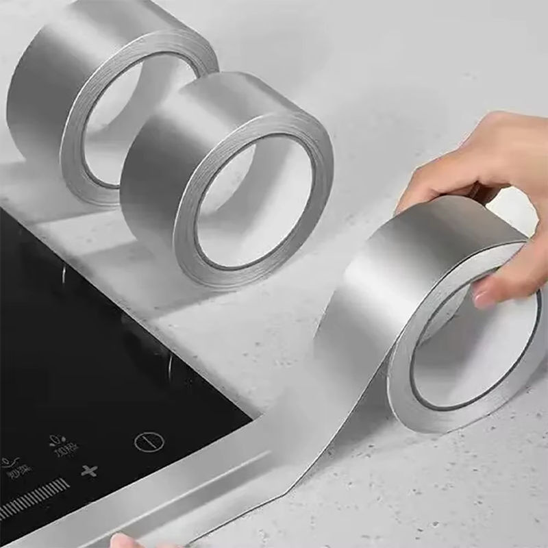 Selbstklebendes Aluminiumfolien-Klebeband für Kochfelder und Arbeitsplatten, silber, feuchtigkeitsbeständig und fettdicht - Bild 2