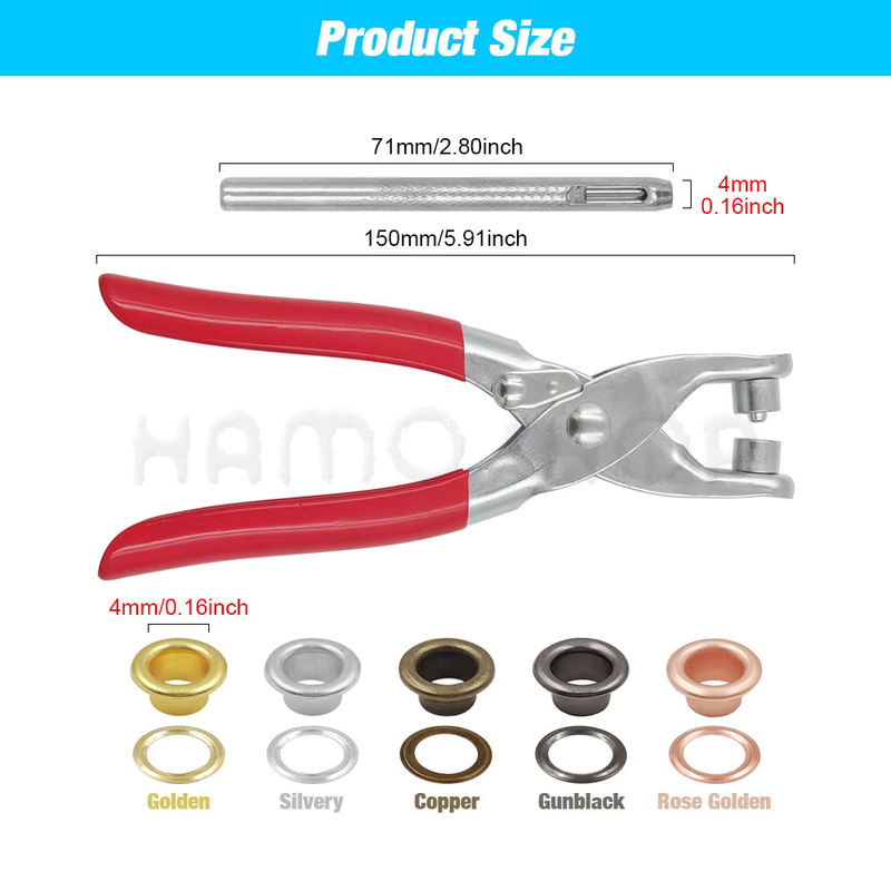 Hamoshop Ösen-Set mit 4 mm Metallösen und Lochzange für Lederhandwerk in Silber - Bild 2