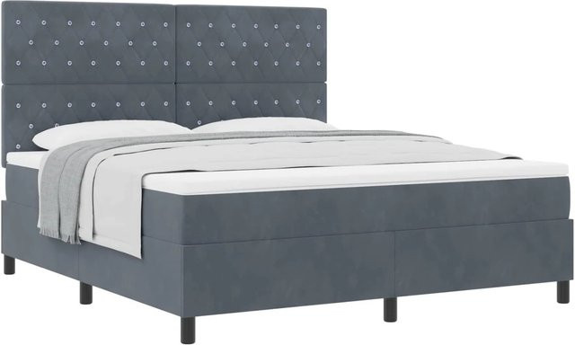 vidaXL Boxspringbett mit Matratze und Taschenfederkern in Grau, B/T/H: 180 x 200 x 128 cm - Bild 1