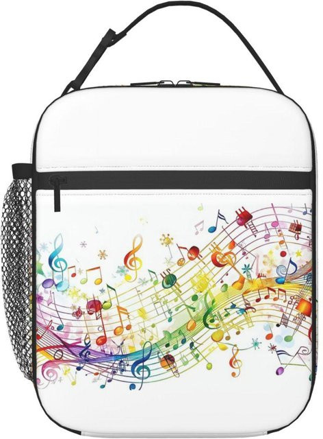 Thermische Lunchtasche von Fancy Style Studio mit abstraktem Klaviertasten- und Musiknoten-Design, Mehrfarbig, One Size - Bild 1