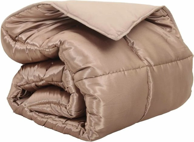 vidaXL Winterbettdecke in Gold aus Satin und Mikrofaser, B/T: 140 x 200 cm - Bild 1