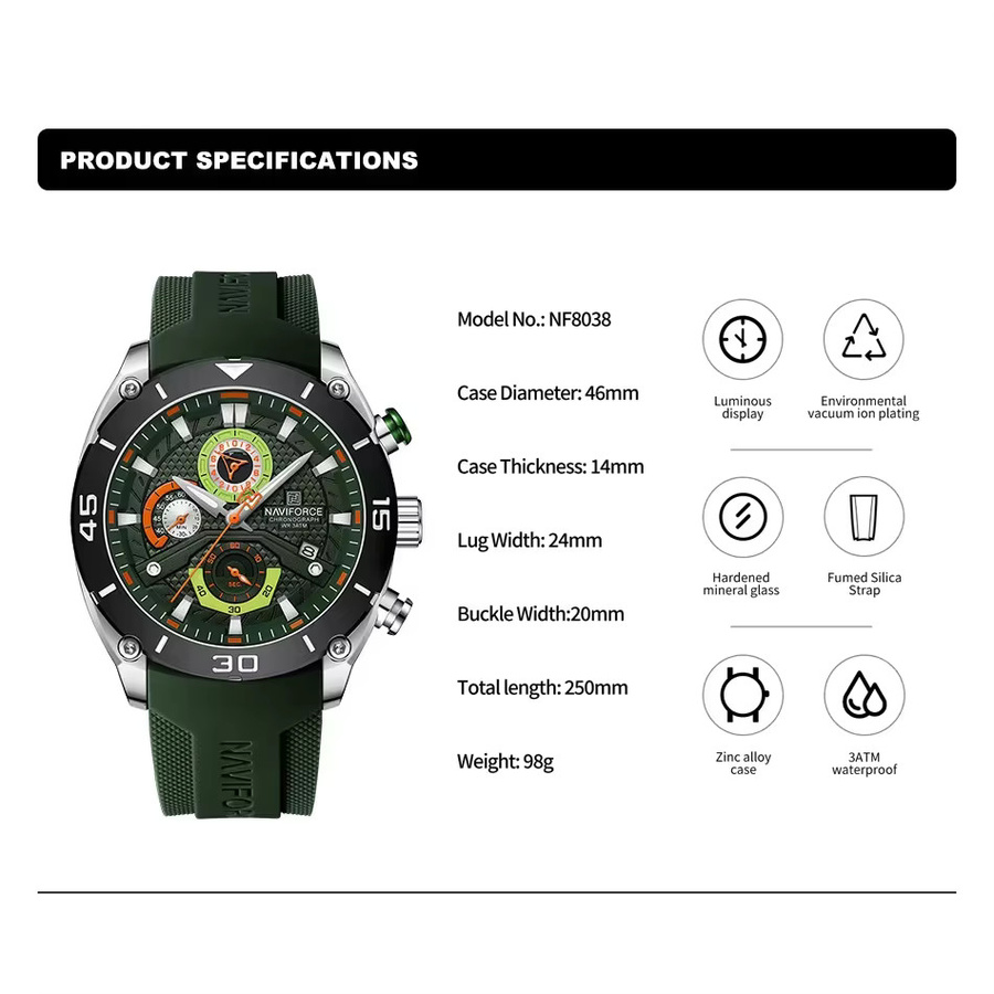 NAVIFORCE Chronograph, Quarz-Armbanduhr, Edelstahl, Herren - Bild 3