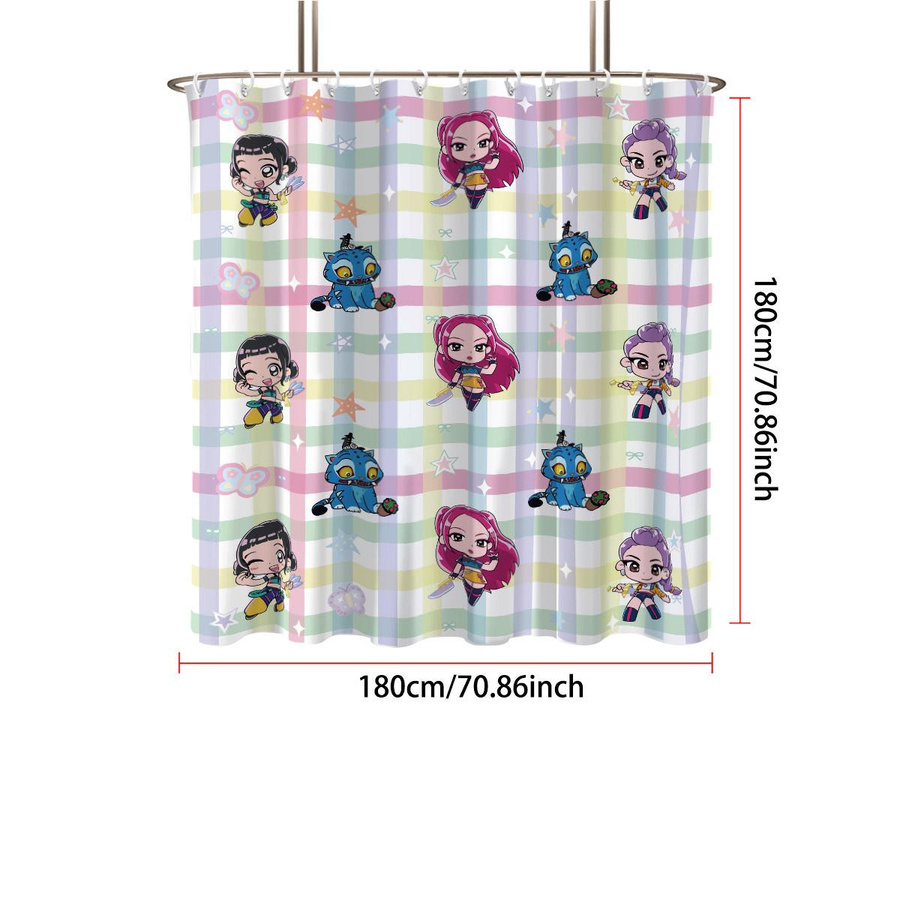 Wasserdichter Duschvorhang K-Pop Dämonenjäger mit 12 Haken, B/H: 90 x 180 cm, Multicolor - Bild 2