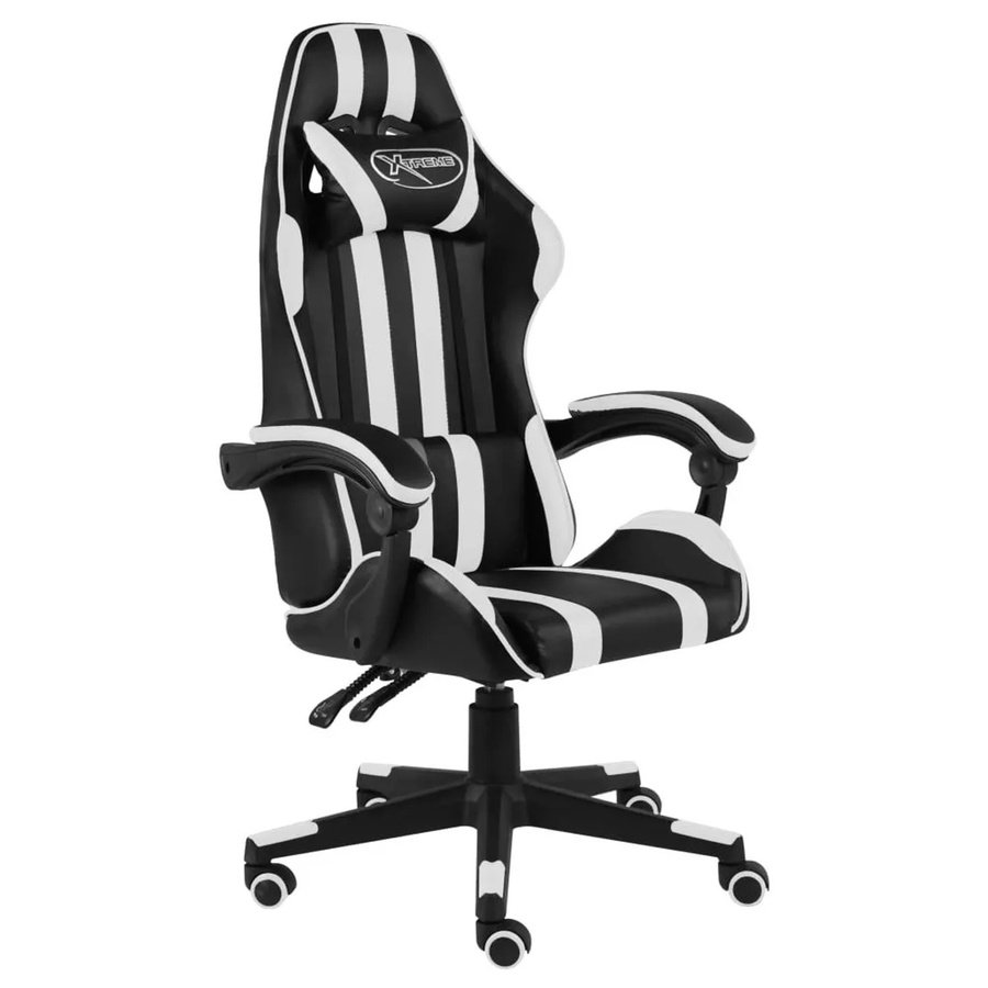 vidaXL Gaming-Stuhl in Schwarz und Weiß aus Kunstleder mit Kopfstütze und Armlehnen - Bild 2