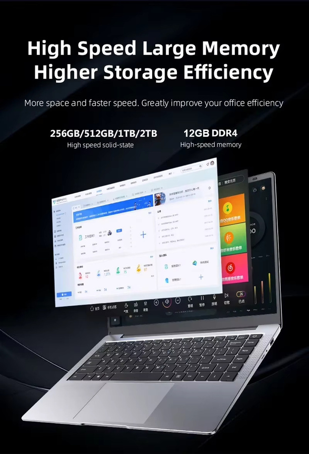 FUCHU Laptop Silber mit Intel Core i7-8650U, 12GB RAM, 1TB SSD, Windows 11 Pro und 4K HD Display für Studium und Arbeit - Bild 2