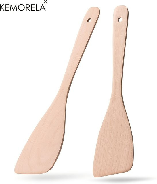 KEMORELA Holzspatel aus Holz in Braun, hitzebeständig und antihaftbeschichtet für Kochen, Grillen und Backen - Bild 1