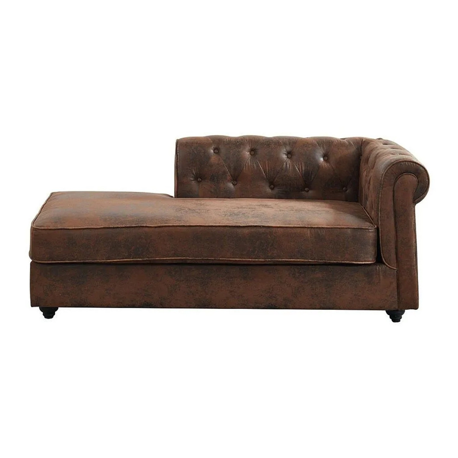Vente-unique Recamiere Shirel im Chesterfield-Stil aus Microfaser, Braun, Breite: 170 cm, Höhe: 73 cm, Tiefe: 85 cm - Bild 2