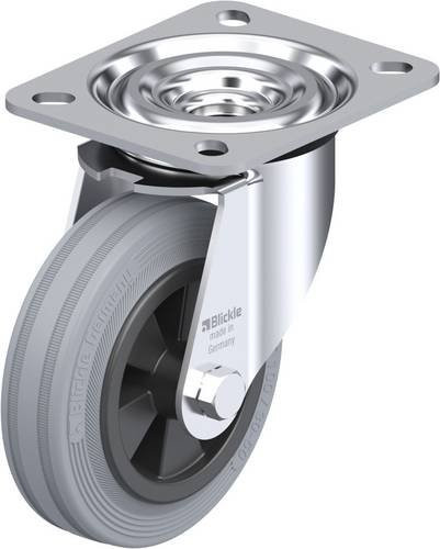 Blickle Lenkrolle L-VPP 100G-SG aus Stahl und Kunststoff, Farbe: Silber/Grau/Schwarz, Rad-Durchmesser: 100 mm, Tragfähigkeit: 70 kg - Bild 1