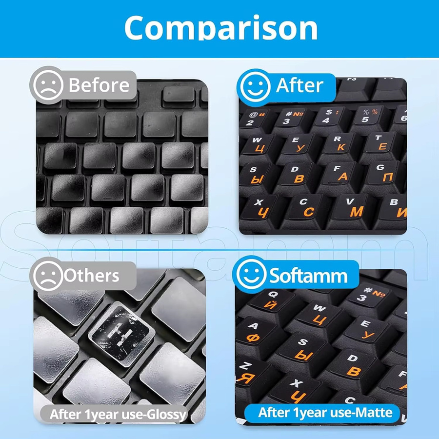 2er-Set NVAHVA Tastatur Aufkleber Russisch-Englisch in Orange und Weiß für PC, Laptop und Notebook - Bild 3