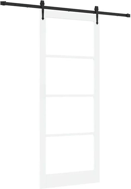 vidaXL Schiebetür modern in Weiß und Schwarz mit Glas und Holz B: 93 cm, H: 232 cm - Bild 1