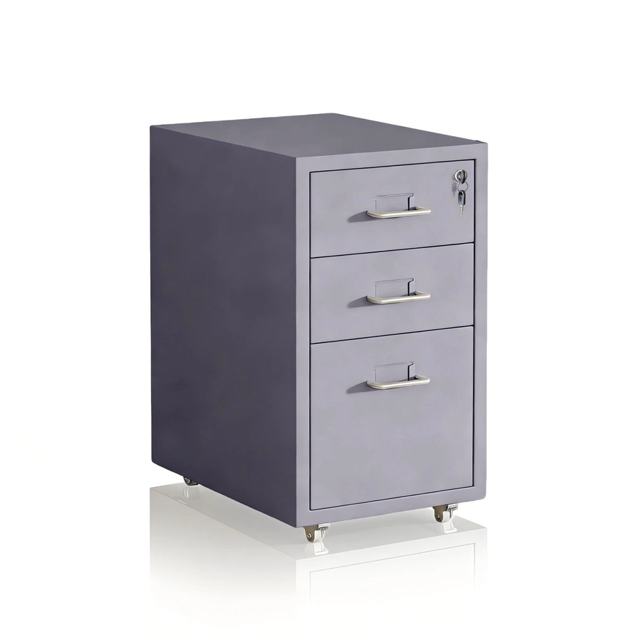 Relaxdays Rollcontainer aus Stahl in Grau, abschließbar mit 3 Schubladen, B/T/H: 45,4 x 28 x 41 cm - Bild 2