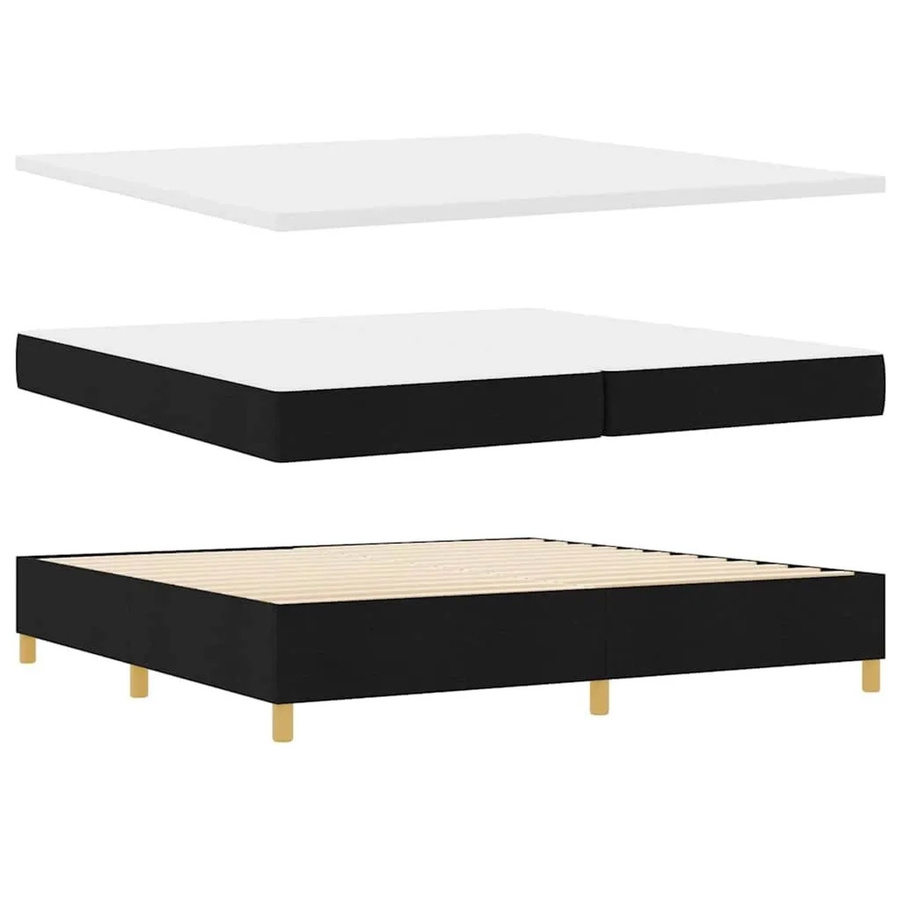 vidaXL Boxspringbett mit Matratze und Taschenfederkern in Schwarz und Gold, B/T/H: 200 x 200 x 280 cm - Bild 2