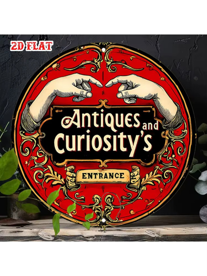 Vintage Runde Aluminium-Wandkunst von CIFBUY in Rot als Antike Plakette zur Heimdekoration, Durchmesser: 20 cm - Bild 6