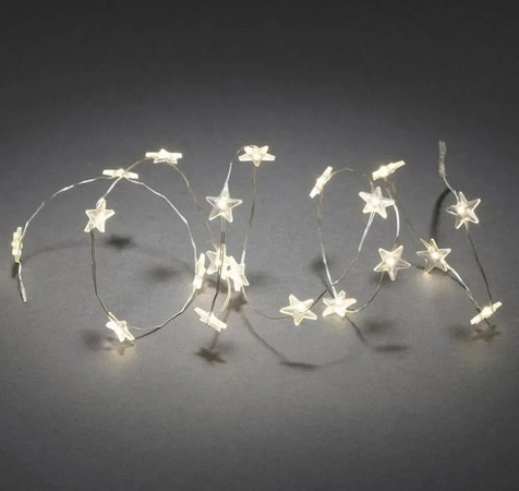 Konstsmide LED Lichterkette mit transparenten Sternen, 40 warmweiße LEDs, Farbe Transparent