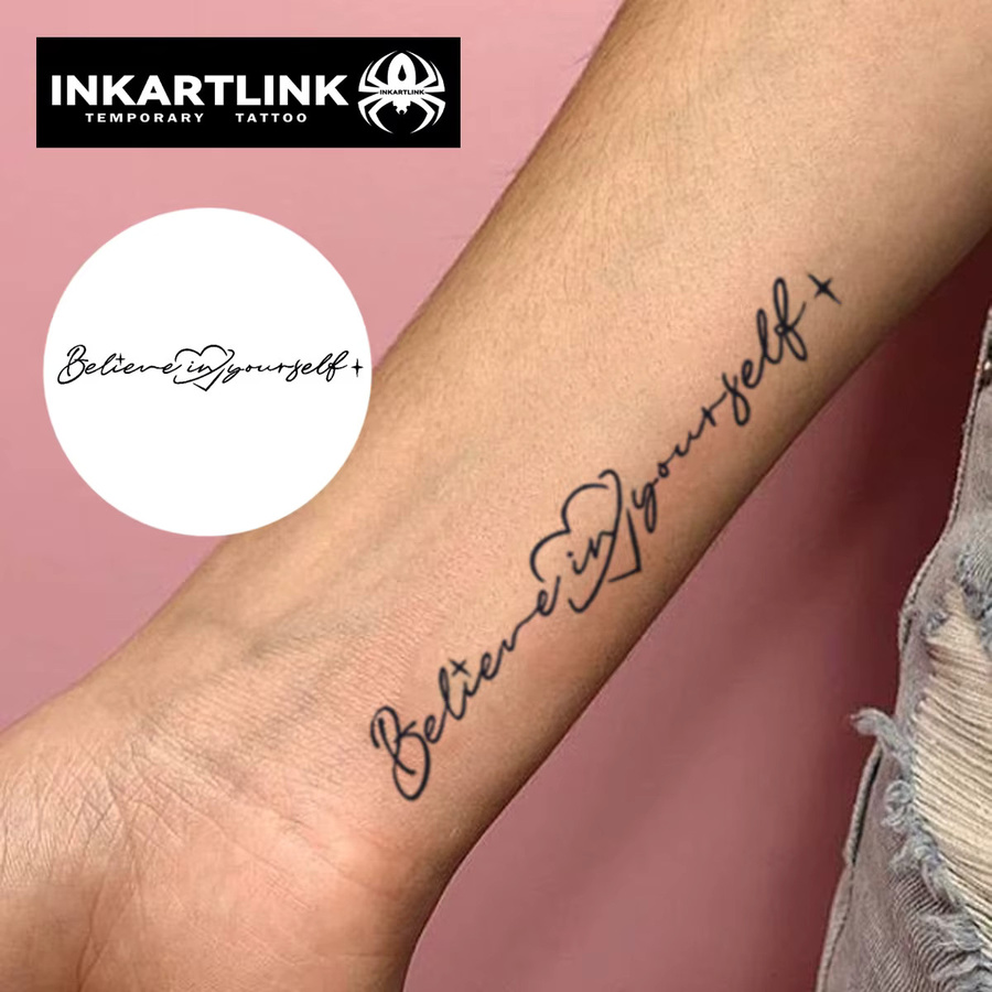 INKARTLINK Tattoo-Sticks Glaube an sich selbst, Handgeschriebene Schriftart - Bild 2