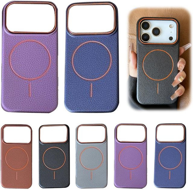 Apple iPhone 17-Serie MagSafe Handyhülle mit Lichee-Muster in Color-Block Design, stoßfeste matte TPU-Schutzhülle - Bild 1