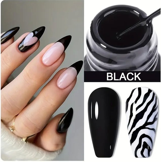 QAZIXU Nagellack Gel, Schwarz, Glänzend, 10 ml - Bild 1