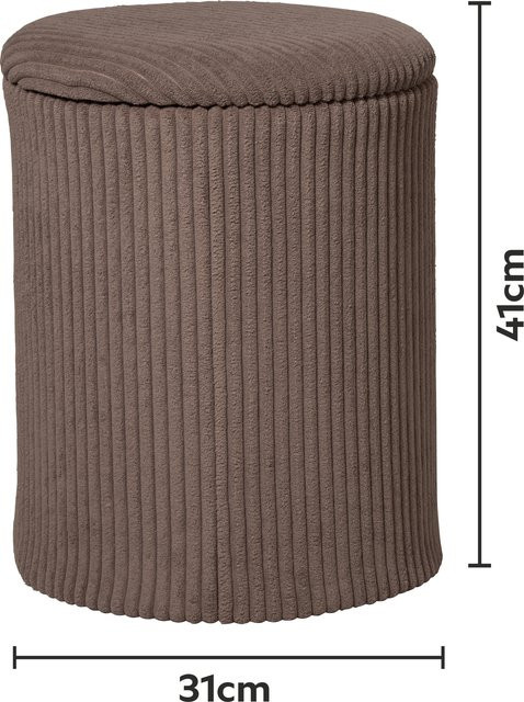 LIVARNO Hocker mit Staufach aus Samt in Braun, B/T/H: 41 x 41 x 35 cm - Bild 1