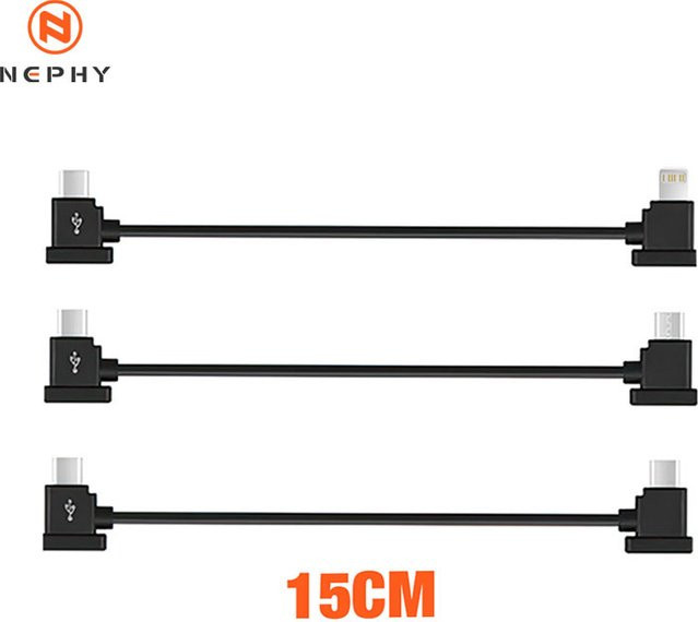 Nephy OTG-Datenkabel für DJI Fernbedienung mit USB Typ C und iOS Anschluss in Schwarz zur Verbindung von Telefon oder Tablet mit DJI Mini 4K, Mini 3 Pro, Mini 3, Mini 2, Mini SE, Air, Mavic 2 und Mavic 3 - Bild 1