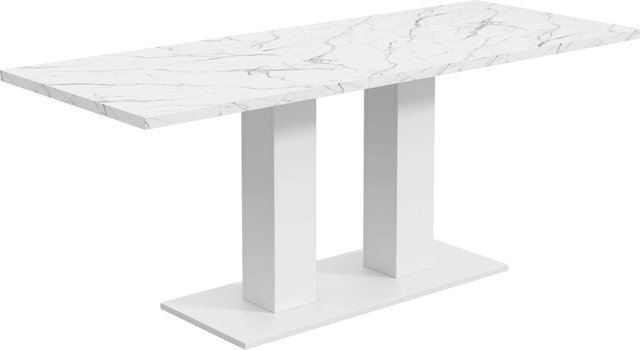 okwish Esstisch modern mit Ausziehfunktion für 6-8 Personen in Weiß, B/T/H: 180 x 70 x 75 cm - Bild 1