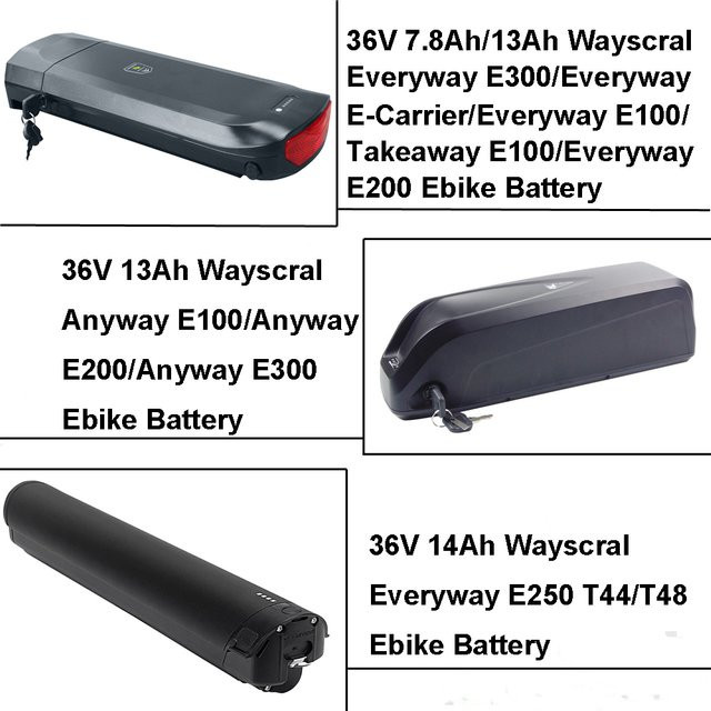 Wayscral Li-Ionen-Akku 36V 7,8Ah für E-Bikes der Modelle Everyway Takeaway Anyway E100 E200 E250 E300 E-Carrier in Schwarz - Bild 1