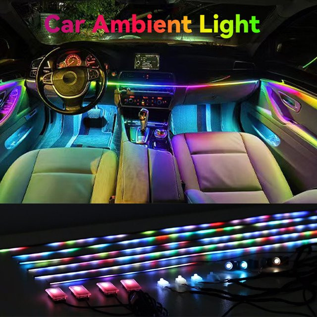 WUMFIRE RGB LED Auto Ambiente Licht Set mit App-Steuerung und Acryl-Streifen in Multicolour - Bild 1