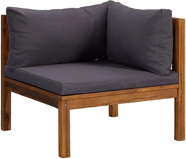 vidaXL Modulares Ecksofa aus massivem Akazienholz mit grauen Polsterkissen - Bild 1