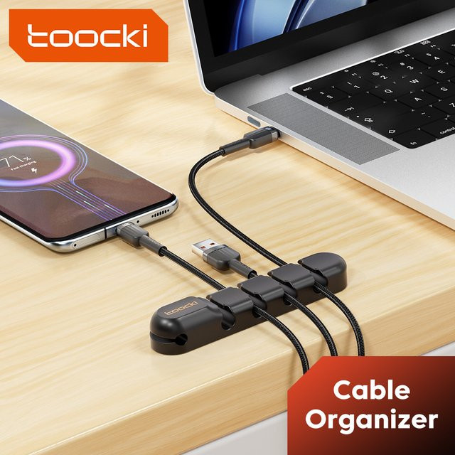 Toocki Kabel-Organizer Kabelmanagement-Clips in Schwarz, 2 Stück mit 3, 5 oder 7 Löchern zur Kabelaufwicklung und zum Kabelschutz - Bild 1