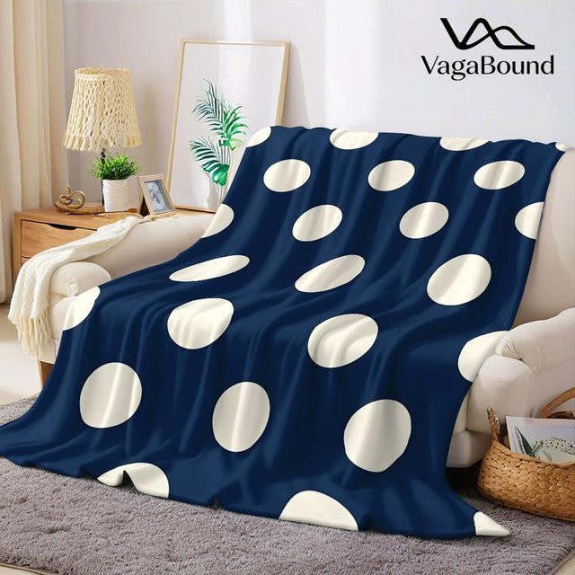 Dunkelblaue Flanelldecke mit Pünktchen von JMG Household Supplies, weich und warm, B/B: 100 x 150 cm - Bild 1