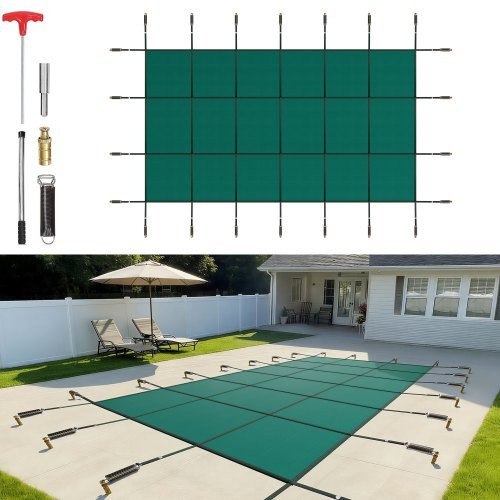 VEVOR Sicherheits-Poolabdeckung aus Sicherheitsnetz, rechteckig, Grün, Breite: 427 cm, Länge: 792 cm - Bild 1