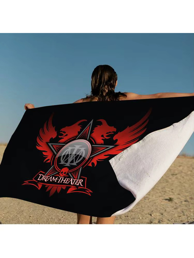 D-Dream Strandtuch Heavy Rock Band Design, buntes Mikrofaser-Badetuch für Kinder, schnelltrocknend und sandfrei, Schwarz/Mehrfarbig - Bild 3