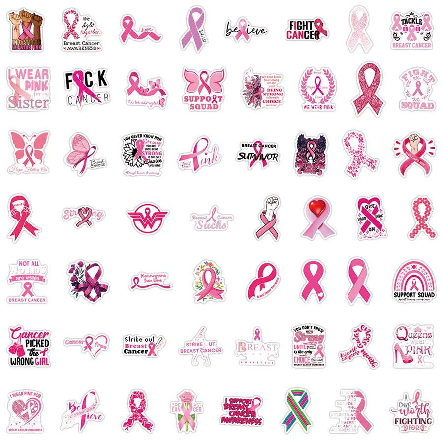 110 Stück Rosa Schleife Brustkrebs-Bewusstseinsaufkleber wasserfest für DIY Scrapbook, Laptop und Handy - Bild 2