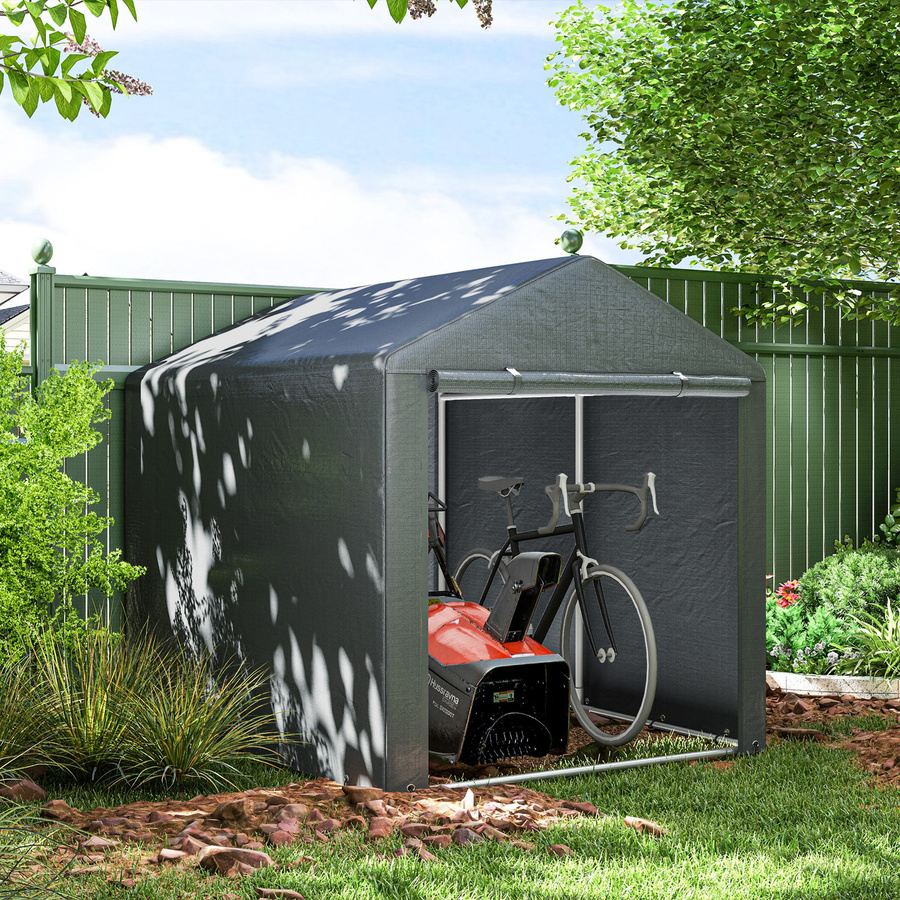 Outsunny Garagenzelt dunkelgrau aus Polyester mit UV-Schutz und Reißverschlusstür, B/H/L: 218 x 172 x 160 cm - Bild 2