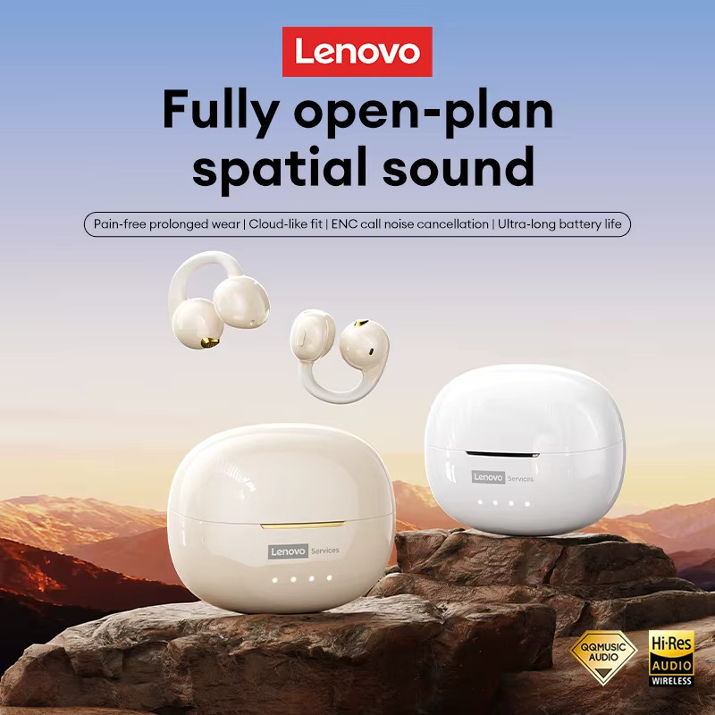 Lenovo RS129 Open-Ear Bluetooth V6.0 Kopfhörer mit Clip-On Design, kabellose Gaming-Ohrhörer mit geringer Latenz und ENC-Geräuschunterdrückung, Beige - Bild 10