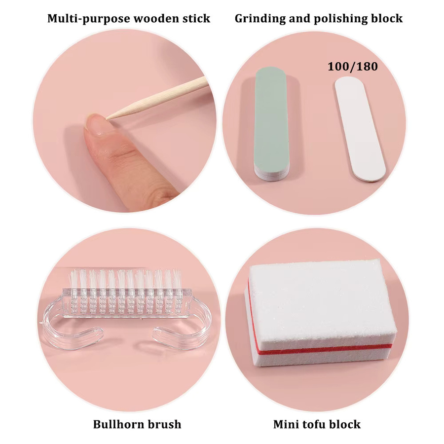 klimonla Maniküre Set, Nagelfeilen, Puffer, Nagelbürste, Polierblock, Holzstäbchen, Nagelhautschieber, Unisex - Bild 2