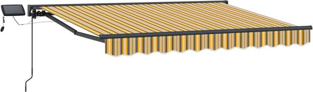 vidaXL Manueller Markisenrahmen mit LED-Beleuchtung in Gelb und Grau, B: 300 cm, T: 250 cm - Bild 1