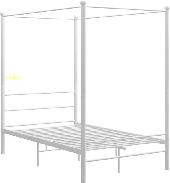 vidaXL Himmelbett aus Metall in Weiß mit Baldachin Rahmen B/T/H: 120 x 200 x 208 cm - Bild 1