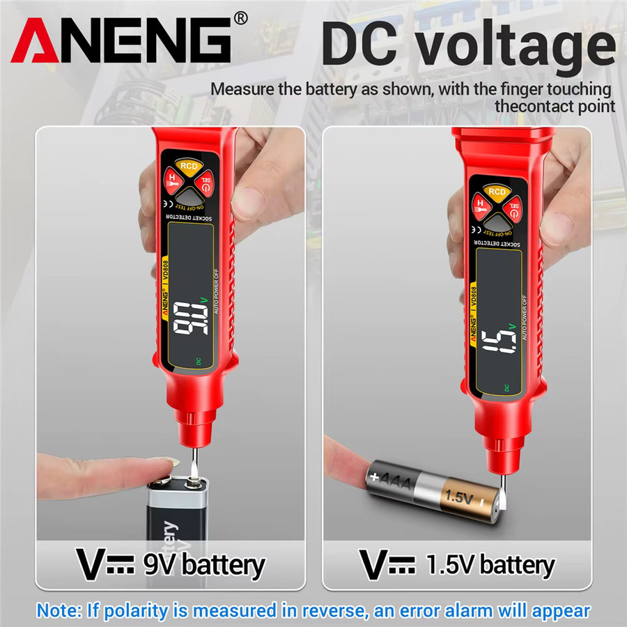ANENG VD808 Socket Power Tester Professioneller AC/DC Spannungsmesser mit NCV Spannungssensor zur Leitungsdetektion und Polaritätsprüfung in Schwarz und Rot - Bild 2
