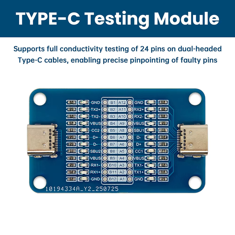 occkic Dual-Head Typ-C Detektionsmodul für Schnellladekabel mit 24-Pin-Leitfähigkeits-LED-Anzeige in Blau - Bild 2