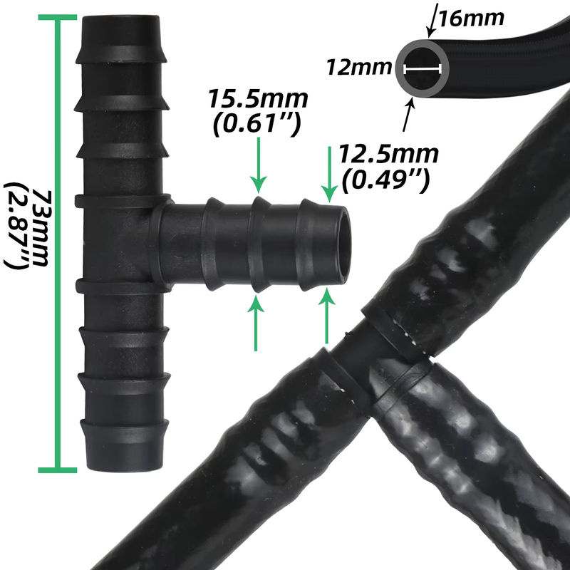 KESLA 40-42-teiliges Tropfbewässerungs-Verbindungsset in Schwarz für 1/2 Zoll Schläuche mit Kupplungen, T-Stücken, Winkelstücken und Steckern zur Gartenbewässerung - Bild 2