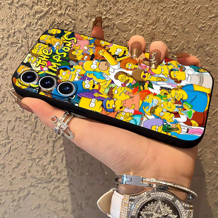 Weiche Handyhülle mit Die Simpsons Cartoon Motiv in Schwarz für Samsung Galaxy Modelle (A05, A70, A40, A16, A06, A17, A50, A20, A13, A15, A04, A12) - Bild 4