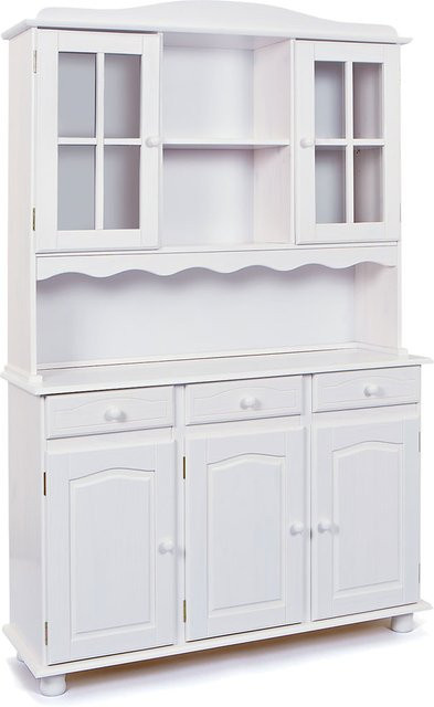 Inter Link Buffet im Landhausstil aus Kiefer Massivholz, 3-türig, Weiß, B/T/H: 198 x 43 x 60,62 cm - Bild 1