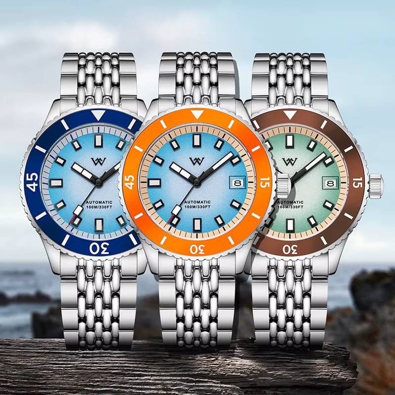 Welly Merck Taucheruhr, Automatik, Edelstahl, Keramik, Blau, Herren - Bild 4