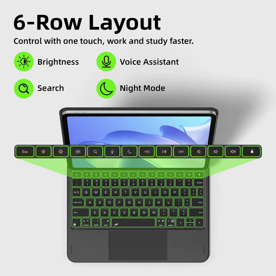 GOOJODOQ Smart Pogo Pin Magic Keyboard-Hülle für iPad Air 13 und iPad Pro 11 mit Multi-Touch Trackpad in Schwarz - Bild 4