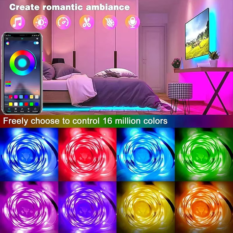 KcoiiFun RGB LED-Streifen mit Bluetooth App-Steuerung und USB-Anschluss, Multicolour SMD LED Dekolicht für dein Wohnzimmer - Bild 2