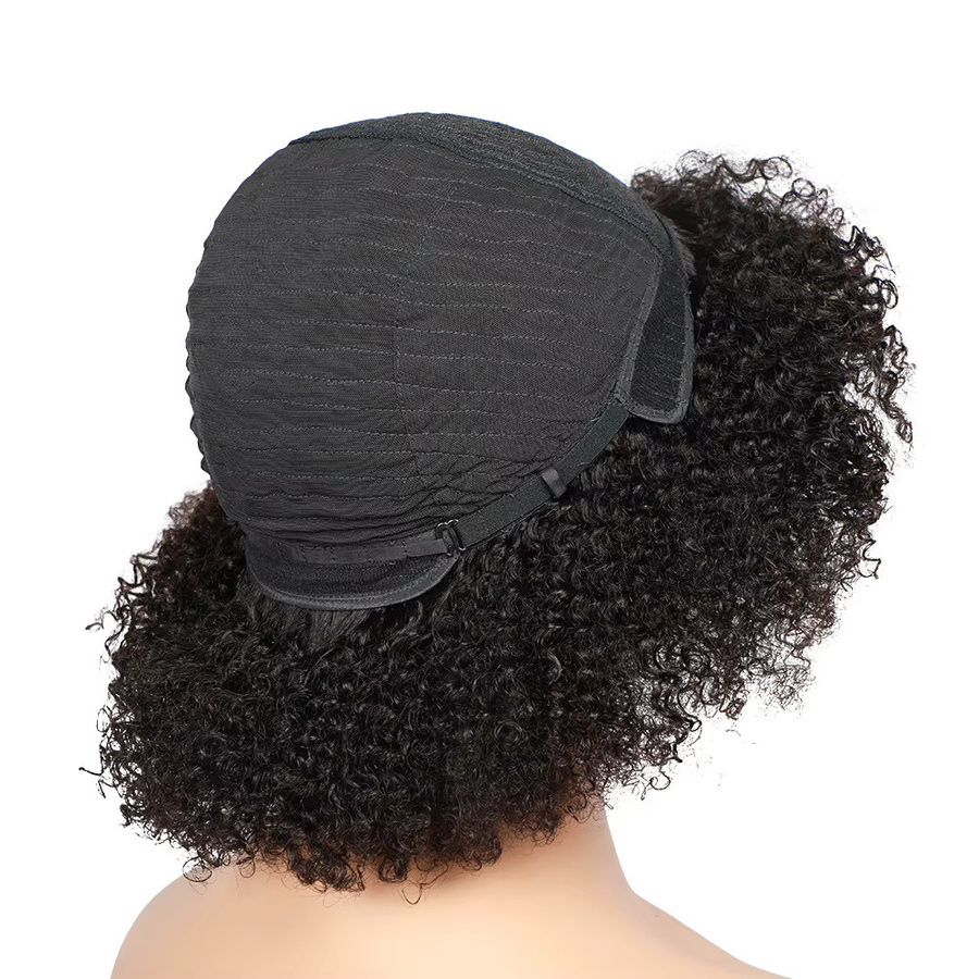 Linhua 4A Afro Kinky Curly Echthaarperücke mit Pony, Damen - Bild 3