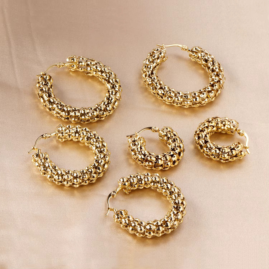 LUXUSTEEL Kreisohrringe, vergoldet, Edelstahl, Gold, Kinder - Bild 2